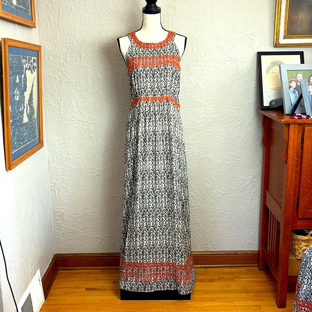 Anthropologie THML Embroidered Boho Maxi Dress
